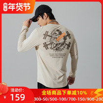 Muscle dog autumn and winter basic model dog head print elastic self-cultivation fitness clothes training clothes sports long-sleeved T-shirt men