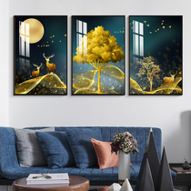 Living Room Decorative Nordic Style Sofa Background Wall Crystal Porcelain Dining Bedroom Creative Trio Elk Hanging Painting