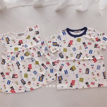 90-130-yard MK family brother-in-house summer style male and female short sleeve Cubs T-shirt girl A character small flying sleeve blouse