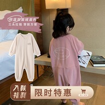 Cookie home baby shop autumn and winter New loose three-head zipper double-sided velvet home uniforms long sleeve sleeping bag