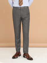 Ttightness waist business striped Western suit pants mens body Han version trendy casual straight cylinder free of hot Western pants long pants