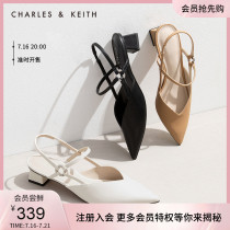 CHARLES & KEITH 21 AUTUMN NEW product CK1-60580212 WOMENs SEMI-precious stone buckle pointed mid-heel SANDALS