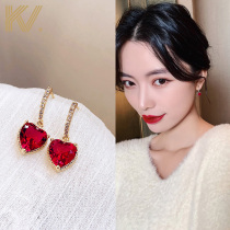 Earrings female sterling silver temperament Korean girl super fairy high-end love earrings female 2021 new jewelry trend