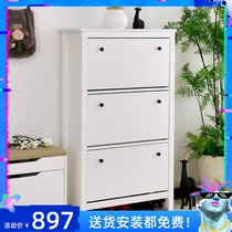 Nordic shoe cabinet Simple modern foyer cabinet Ultra-thin dump shoe cabinet Shoe rack Entrance locker Three-bucket cabinet partition cabinet