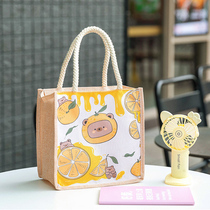 Bento bag Hand bag Japanese style with rice insulation lunch box hand carry office workers summer clothes canvas box Women bag