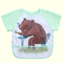 Baby eating waterproof child hood clothing spring and summer male and female thin section baby apron short sleeve bib anti-wear hooded sweatshirt