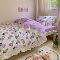 Pure Cotton Three Sets Bedding Bedding Student Dormitory Single Girls Cute Sheets Quilt Cover Three Sets Young Girl Hearts