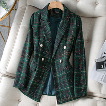 Green small suit blouse for women in spring and autumn