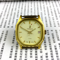 Original inventory Liaoning watch factory produced peacock brand single Calendar yellow shell yellow bar with diameter 34MM send strap