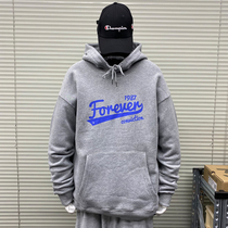 Printed hooded sweater male high school students winter New Korean trend loose casual plus velvet thickened jacket