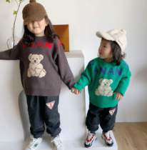 Goode family 2019 Winter parent-child boy and boy Korean cute bear sweater letter long sleeve round neck sweater