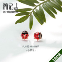 Tide Acer FUN FUN MINI-moron line-small scoop pet red 18K gold earrings rose gold female ladybug earring J