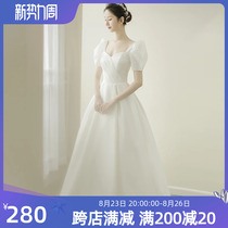 Mori's light wedding dress 2023 new super fairy dream bride wedding main yarn Qidi Peng Peng dress out of the yarn