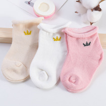 0-6 months old baby spring and summer socks thin 3 double packed newborn baby cute cotton socks middle tube pine mouth month