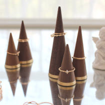 Metal Black Walnuts Wood Ring Tot Ornament Display PHOTO-PROP TRIANGULAR TAPERED PYRAMID RING TOT