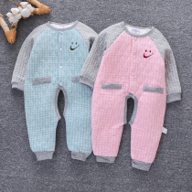 Baby warm jumpsuit open crotch spring and autumn 0-3-6 months male and female baby cotton coat winter pajamas 9 Autumn