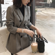 Sandro moscoloni gray small suit jacket female 2021 English style Joker loose slim suit