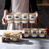 Japanese kitchen seasoning can set household glass seasoning box seasoning bottle set Nordic salt sugar jar storage box