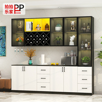 Nordic simple wine cabinet dining hall cabinet against wall open side cabinet tea cabinet modern glass display cabinet customization