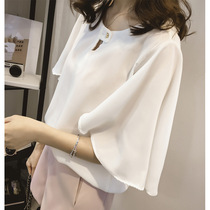 2019 summer new large size fat sister 200 pounds womens thin top womens chiffon shirt Chiffon Korean version short sleeve