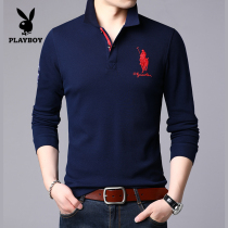 Flower Playboy pure cotton long sleeve t-shirt male turnover handsome middle-aged Paul POLO Loose Casual Fashion Autumn Clothes