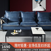 Italian rock plate coffee table TV cabinet combination Simple modern Nordic household living room square Marble light luxury coffee table