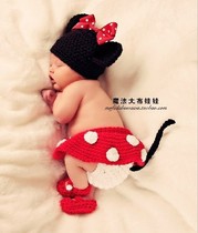 Childrens Shadow Photography Clothing Baby Full Moon Write True 100 Days Photographed Artisanal Mickey Mouse Cotton wool line suit