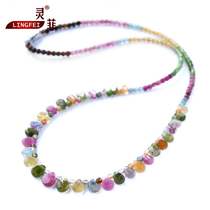 Candy color tourmaline necklace Female water drop shaped rainbow Tourmaline princess chain Crystal short sweater chain gift new