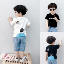 Boys short-sleeved T-shirt Tide baby summer half-sleeve top Foreign style childrens summer base shirt Korean version 2021 new