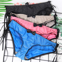 P-118 girl low waist bright color mesh semi-transparent sexy briefs girl student small size ribbon underwear