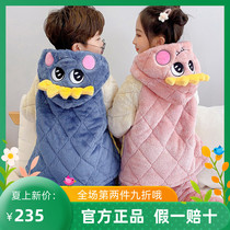 Trendy Barra male and female childrens home clothes can be worn out in winter CUHK Scout three-layer clip cotton thickened warm pyjamas suit