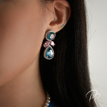 PP ornament sweet and beautiful retro baroque crystal earrings female summer light extravaganza with a high level of superior temperament earrings