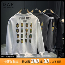 卫衣男2022秋冬新款潮牌圆领印花美式春秋韩版宽松套头加绒上衣男