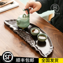 Moshou Japanese kung fu tea set set household ceramic fast guest tea cup teapot rough pottery simple travel one pot two cups