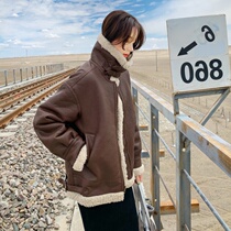 Australian fur one-piece jacket woman 2020 autumn and winter new thickened lamb fur straw locomotive short dermis fur coat