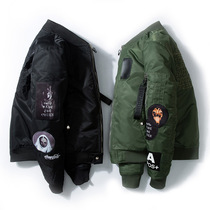 Clara Lee Co-branded spring and autumn ma1 bomber jacket Mens baseball down cotton embroidered thickened jacket