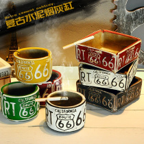 Retro personality creative cement ashtray do old fashion trend European living room home bar decorations ornaments