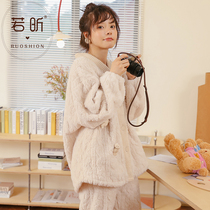 Coral Fleece Pyjamas Lady Spring Autumn Winter Money Sweet And Cute Thickened Flannel Suede Suit Students Warm Family Clothes