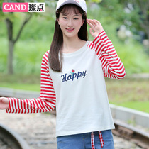 Spring and autumn girls junior high school students Autumn long sleeve clothes girls Korean fashion slim cute T-shirt hipster