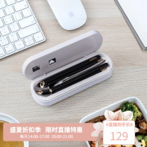 Six vertical portable chopsticks spoon set childrens tableware stainless steel spoon student creative cute storage box L6