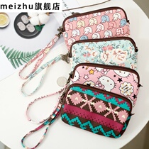 Small bag with cell phone and keys small wallet canvas fabric handmade Japanese zipper coin wallet hand-held ins