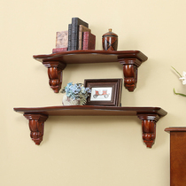 American country Wall single-character shelf small bookshelf living room set-top box holder wall bracket solid wood partition shelf