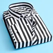 seven-point sleeve shirt men's slim trend striped shirt