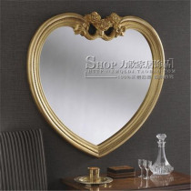 European luxury gold heart-shaped entrance decorative mirror background wall hanging mirror American dining mirror Hotel bathroom mirror customization