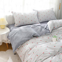  INS wind four-piece cotton cotton Nordic girl heart simple quilt cover bed sheet bed bedding three-piece set 100