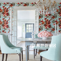 American THIBAUT original imported wallpaper American pastoral ink flower porch living room bedroom background wallpaper