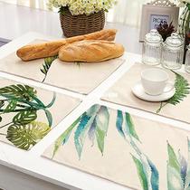 1 pcs Modern style Placemat Ink green leaves printed pattern