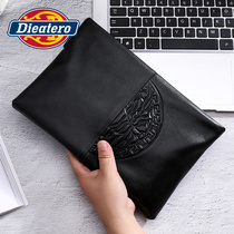 New Hand Grab Letter Enveloping Youth Bull Leather Casual Zipper Bag Handbags Mens Real Leather Mobile Phone Mens Hands Holding Bag