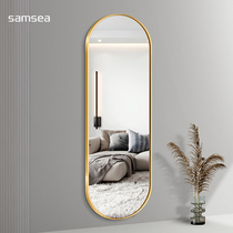 Light and luxurious aluminum alloy with frame wearing mirror floor fitting mirror wall-mounted stick wall home full body mirror Xuanguan mirror explosion protection