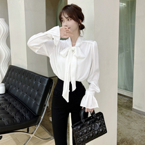 Kaka Womens Official Flagship Early Autumn New French-style Hollow with Long Sleeved Snow Shirt Shirt